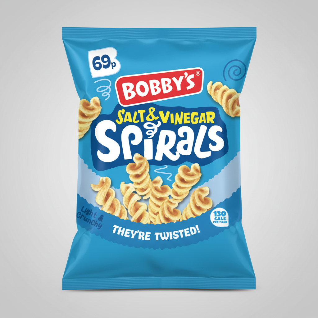 Bobby's Salt and Vinegar Flavour Spirals 28g  packet (  UK )