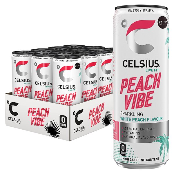 Celsius Peach Vibe Energy Drink 355ml PMP £1.79 ( UK )