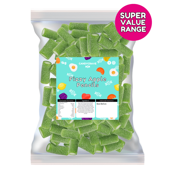 Candycrave Super Value Fizzy Apple Pencils ( UK )