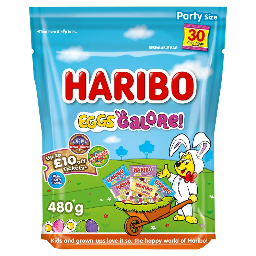 Haribo Eggs Galore Fruit Flavour Jelly & Foam Sweets 30 Pack Pouch 480g ( UK )