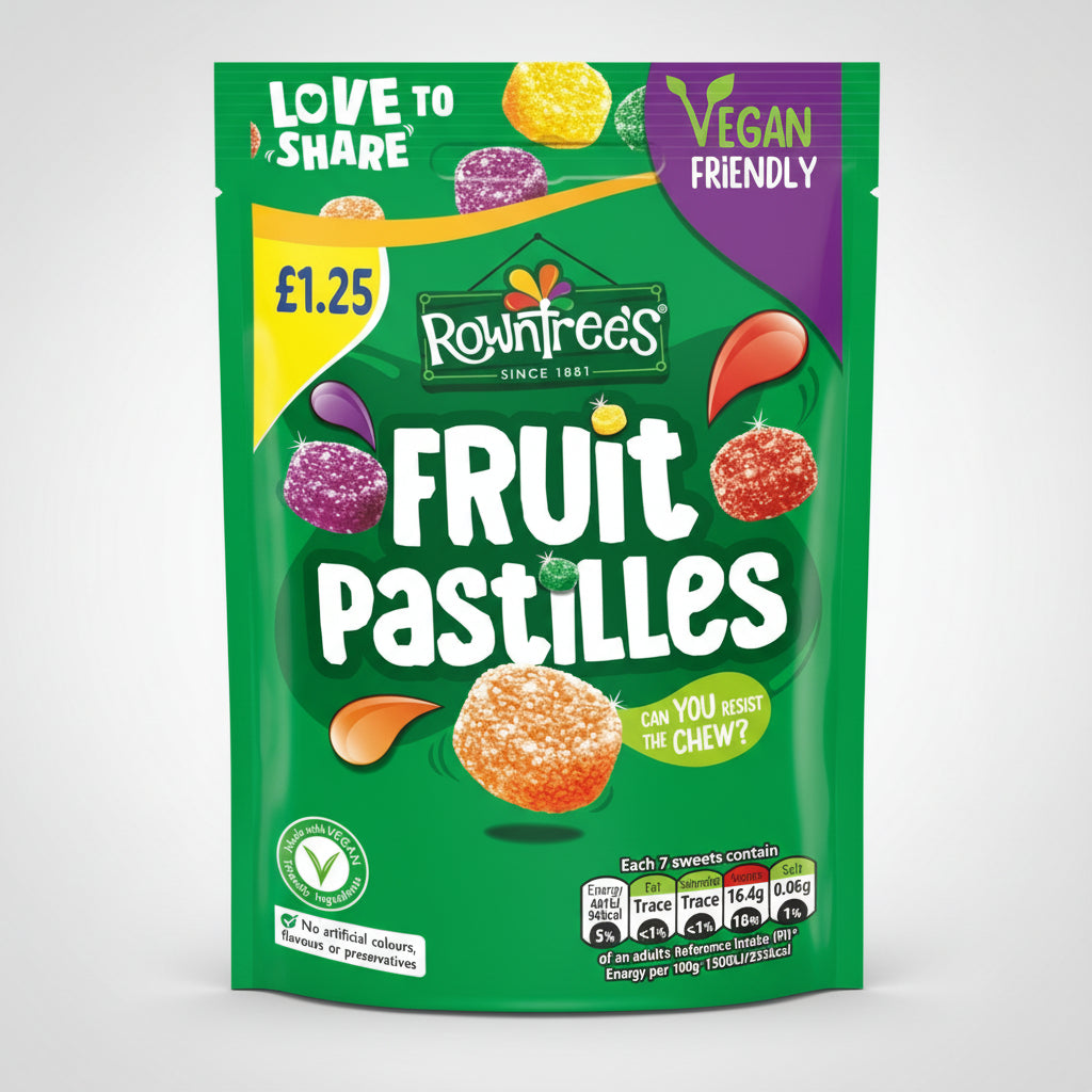 Rowntree's Fruit Pastilles Vegan Friendly Sweets Sharing Bag 114g ( UK )