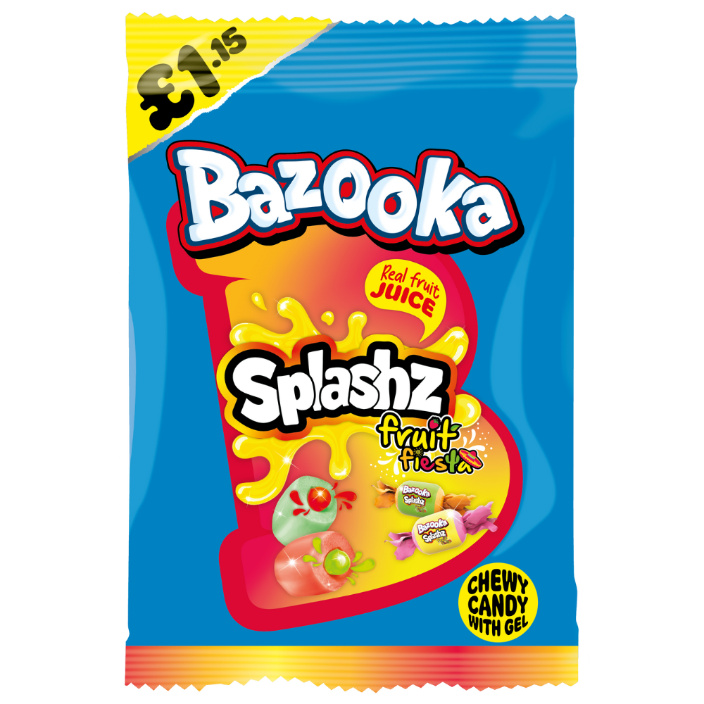 Bazooka Splashz Fruit Fiesta Bag 120g ( UK )