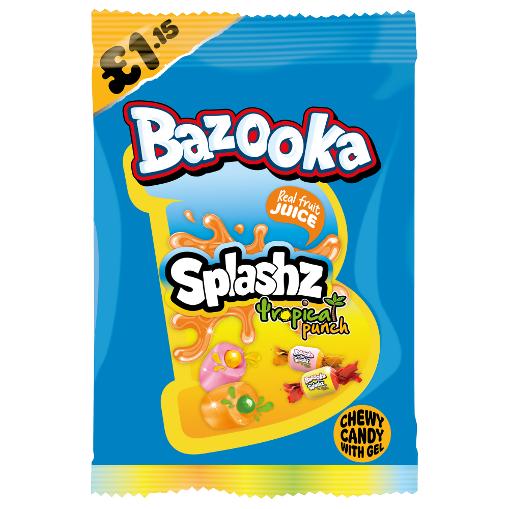 Bazooka Splashz Tropical Fruit Bag 120g ( UK )