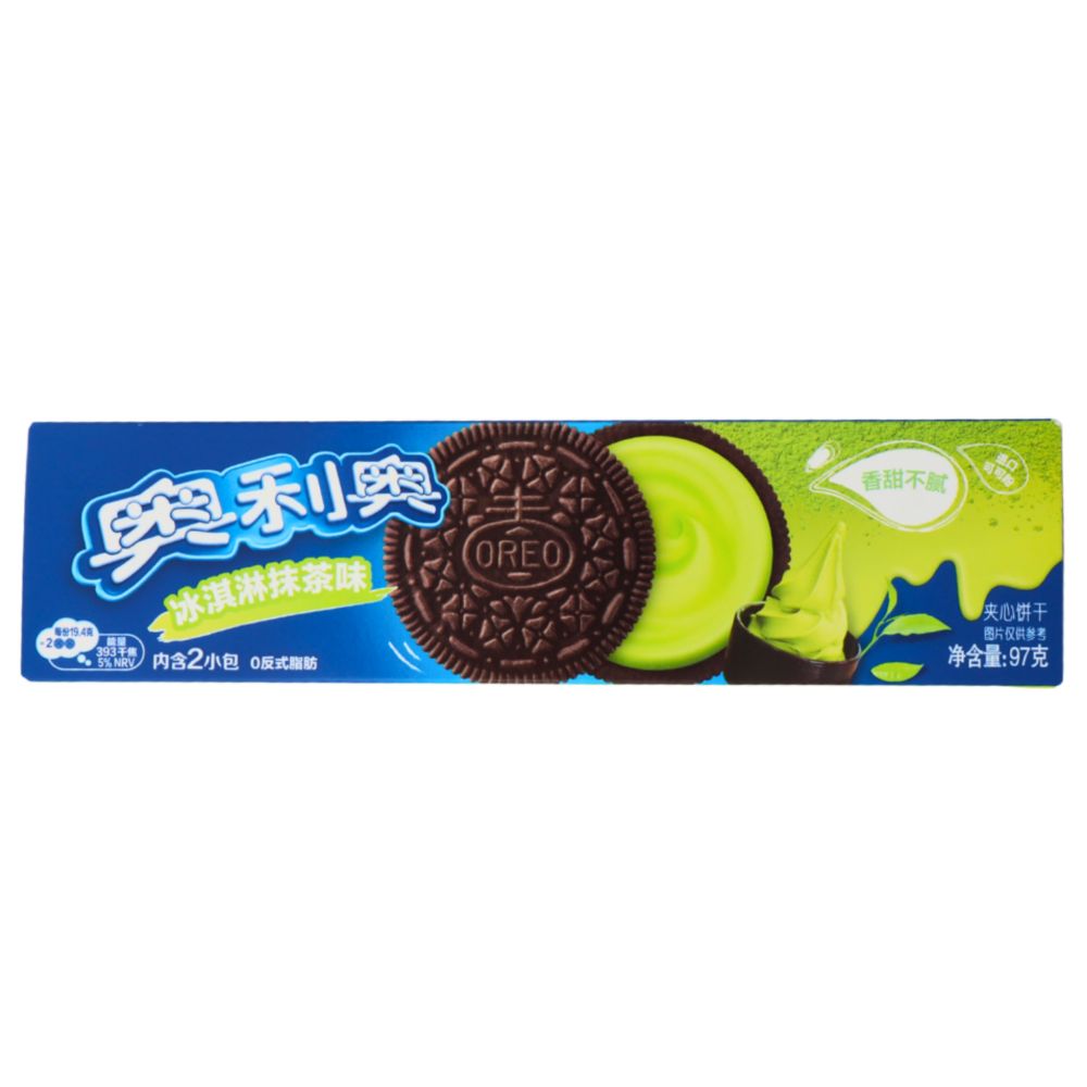 Oreo Sandwich Biscuits with Matcha Flavoured Cream Filling 97g ( China )