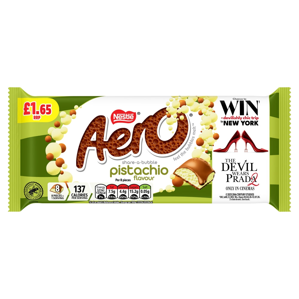 Aero Pistachio Flavour Milk Chocolate Sharing Bar 90g PMP £1.65 (UK)