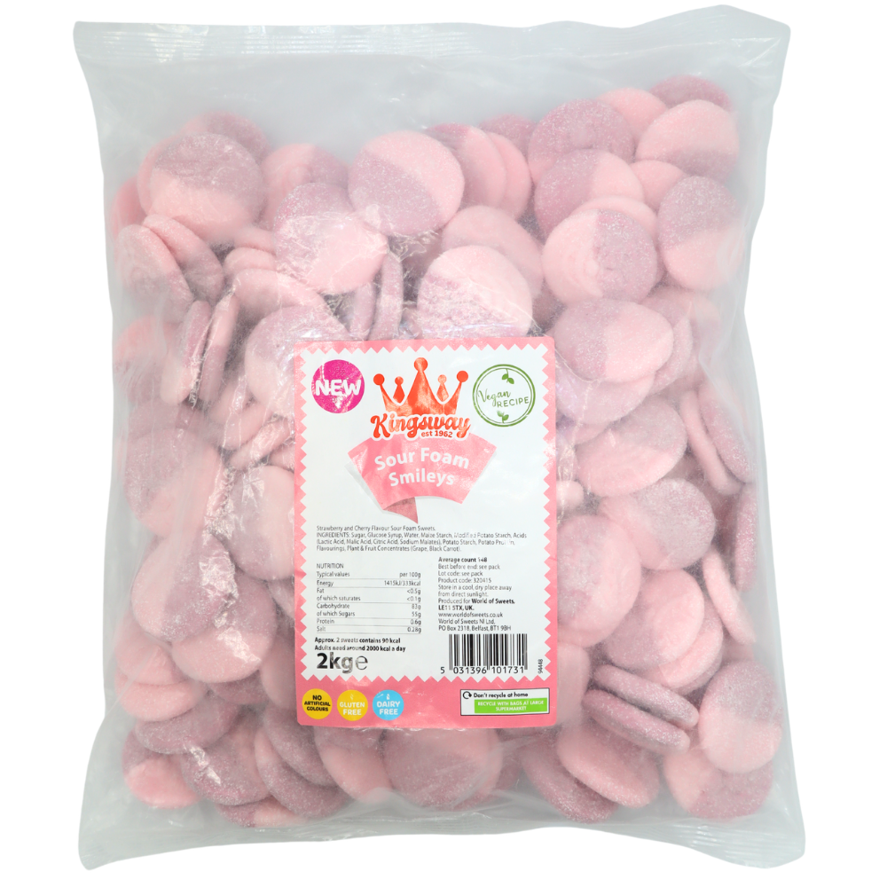Kingsway Strawberry & Cherry Sour Foam Smileys ( UK )