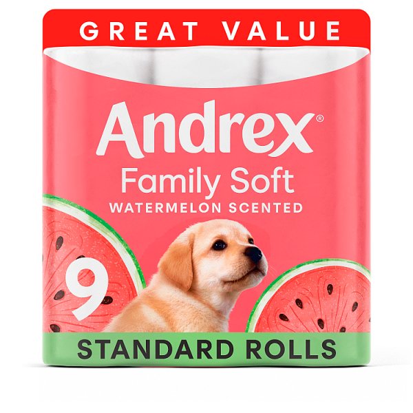 Andrex Family Soft Limited Edition Watermelon Wow Scented Toilet Rolls 9 Pack ( UK )