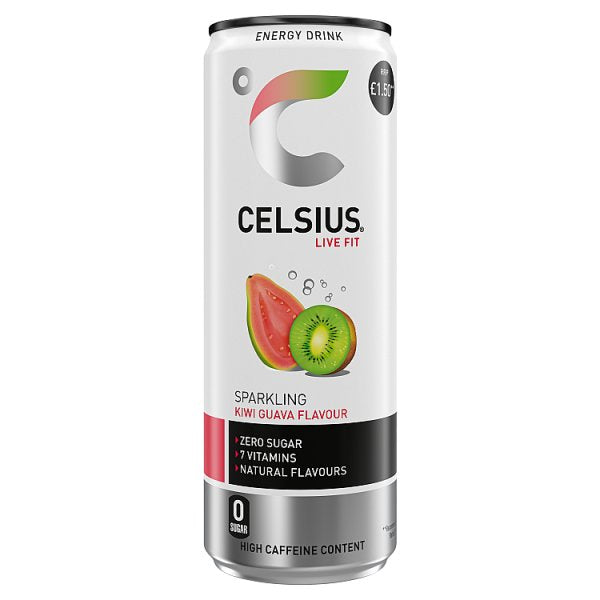 Celsius Energy Drink, Sparkling Kiwi Guava 355ml PMP £1.50 ( UK )