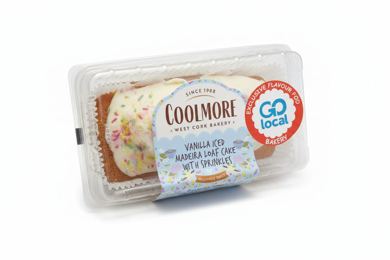 Coolmore Vanilla Iced Madeira Loaf Cake with Sprinkles  380g ( Ireland )