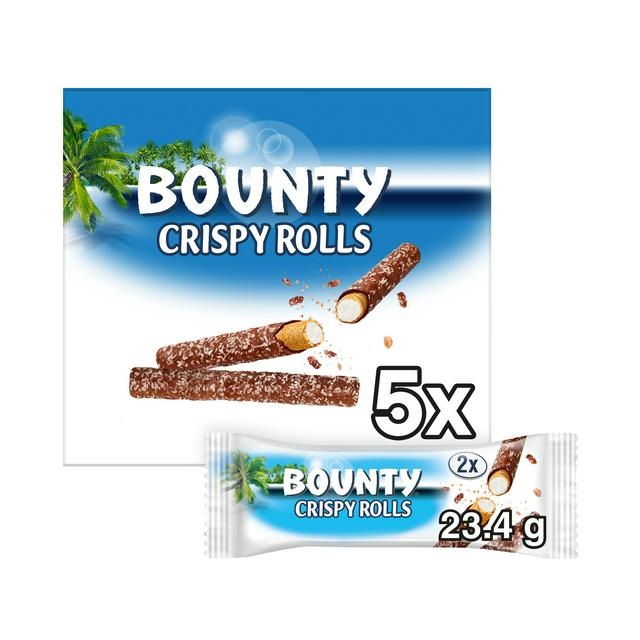 Bounty Milk Chocolate & Coconut Crispy Rolls 5 X 23.4g ( UK )  BB Dated 8th Jan 2026