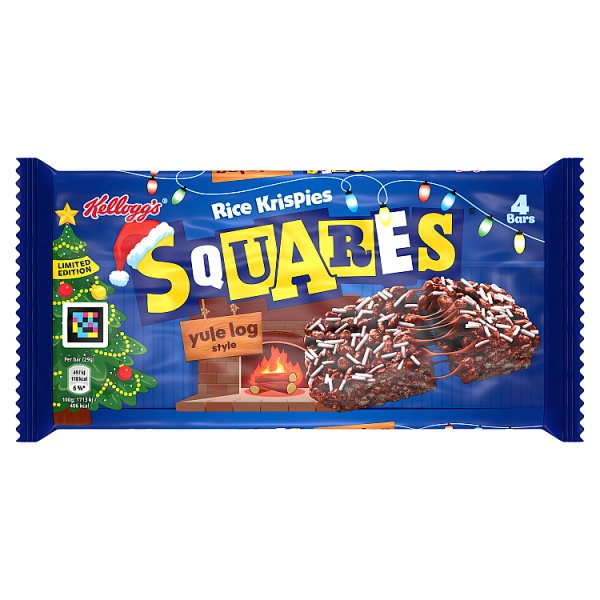 Kellogg's Rice Krispies Squares Yule Log Style Snack Bars 4x29g ( UK )