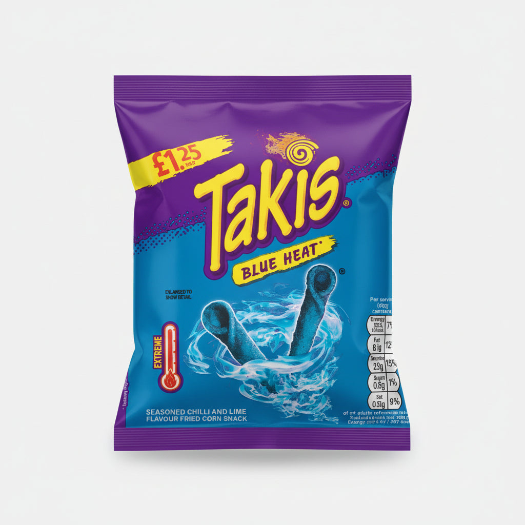 Takis Blue Heat Chilli and Lime Flavour Corn Snack 55g ( UK )