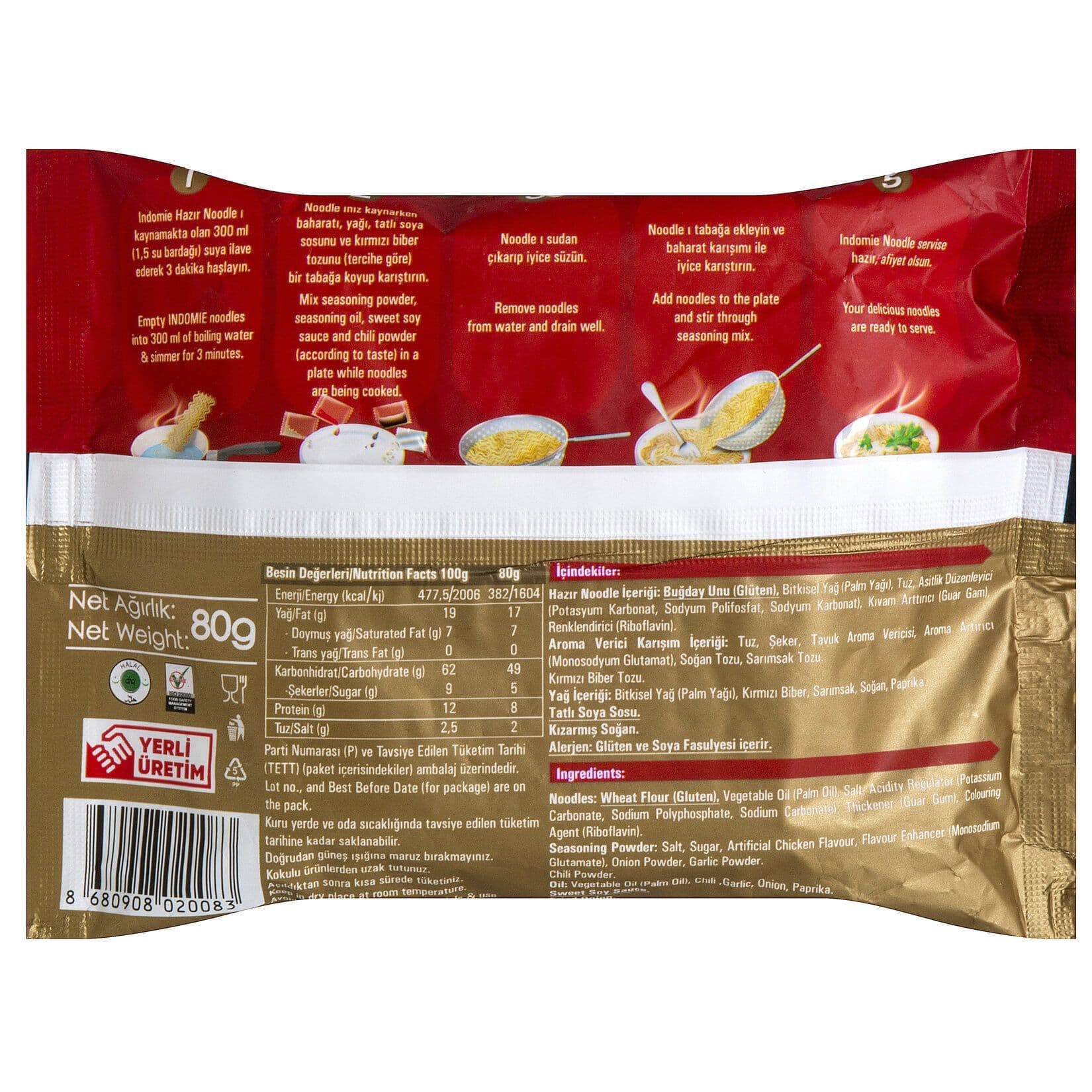 İndomie Gurme Acı Ve Baharatlı Hazır Noodle 80g ( Turkey )