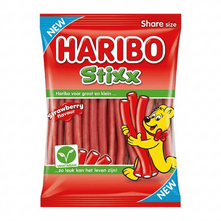 Haribo Stixx Strawberry Candies 160g ( Netherlands / Belgium )