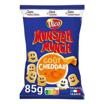 Monster Munch Cheddar Flavour Corn Snacks 85g ( France )