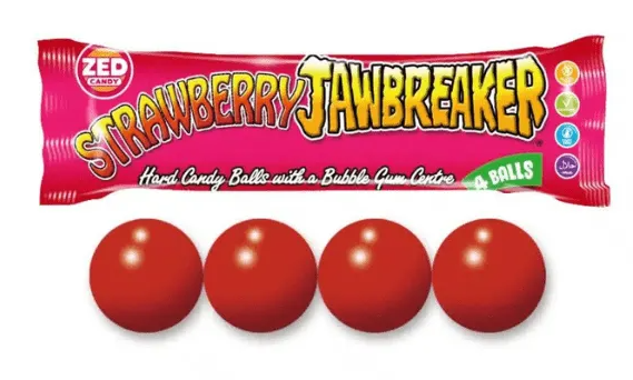 Zed Candy Strawberry Jawbreaker 4 Ball Pack  ( UK )
