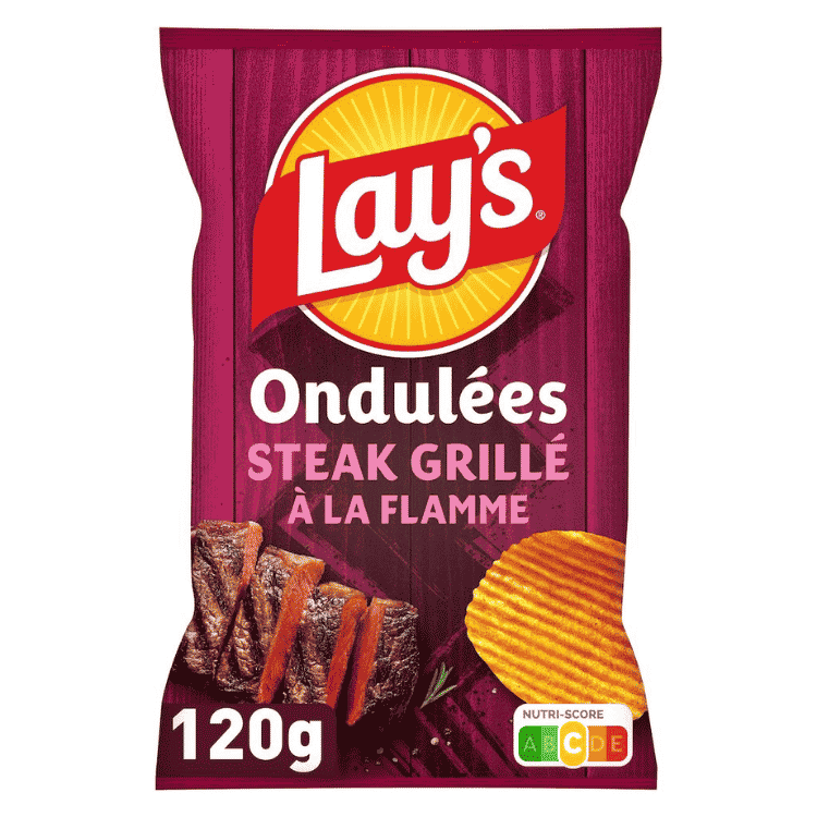 Lays Ondulees (Ridged) Flame Grilled Steak Crisp 120g ( France )