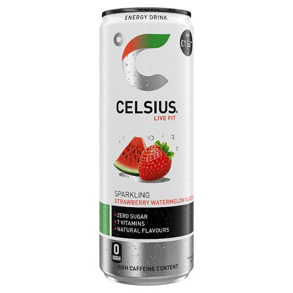 Celsius Energy Drink, Sparkling Strawberry Watermelon 355ml PMP £1.50 ( UK )