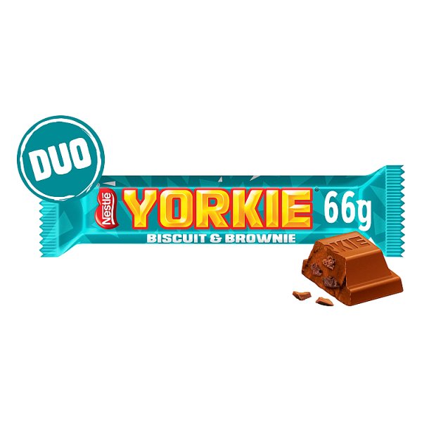 Yorkie DUO Biscuit & Brownie Flavour Milk Chocolate Bar 66g ( UK )