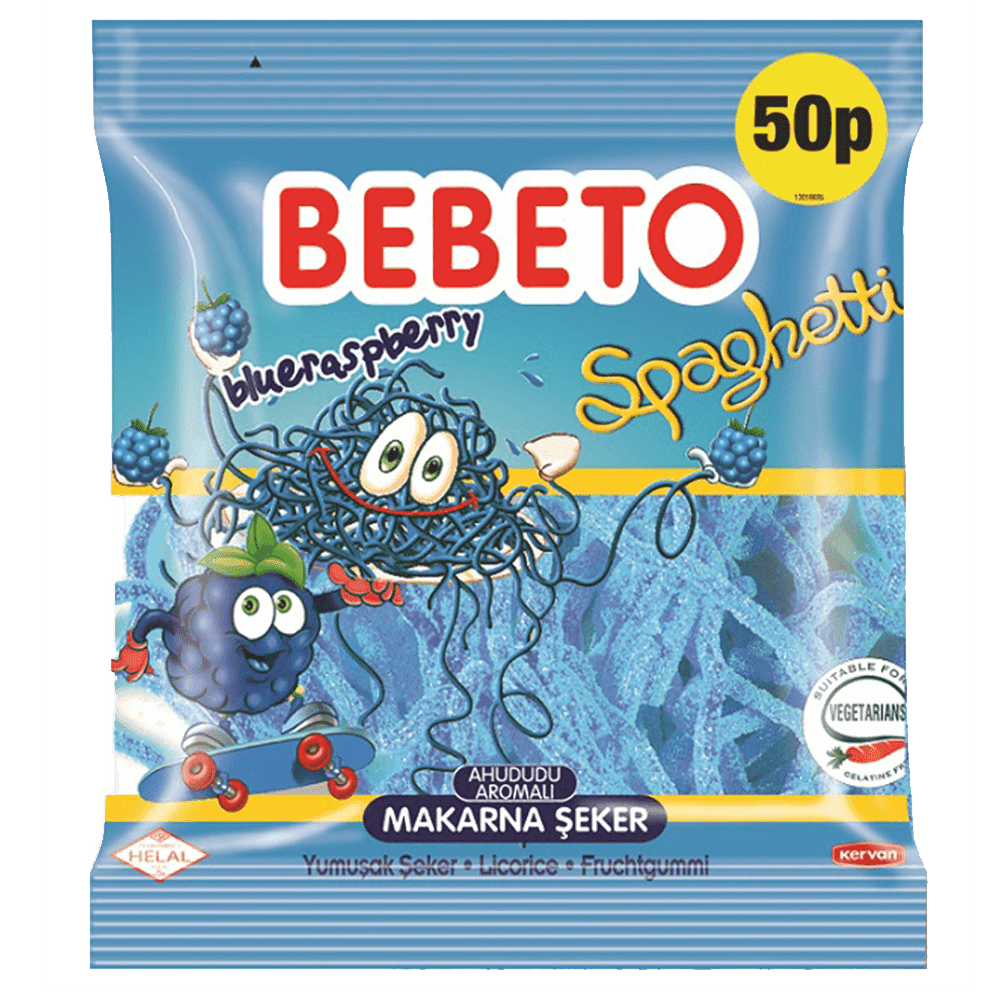 Bebeto Blue Raspberry Spaghetti 80g Packet  (Turkey)