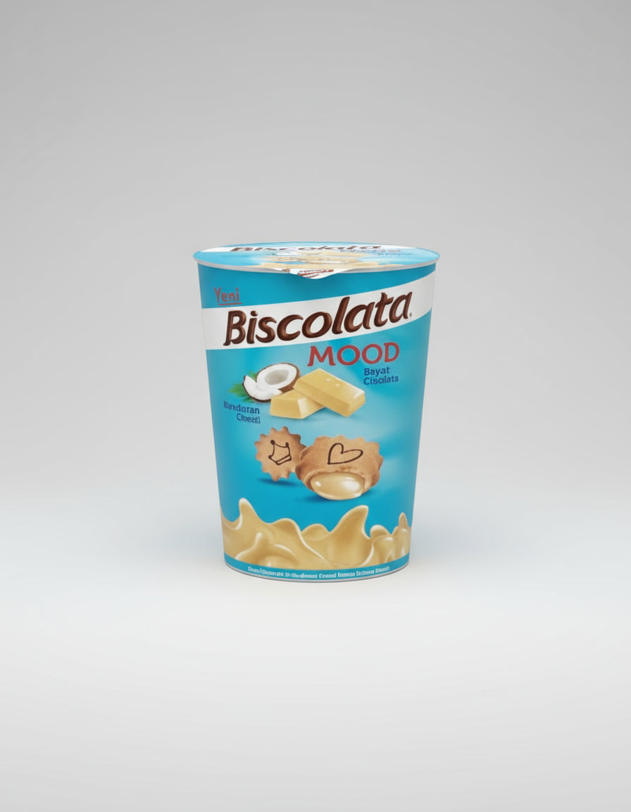 Biscolata  Mood Mini Biscuits with white chocolate & Coconut  creme filling 125g ( Turkey )