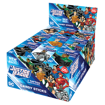 Bobby's Justice League Candy Sticks with Tattoo (UK)