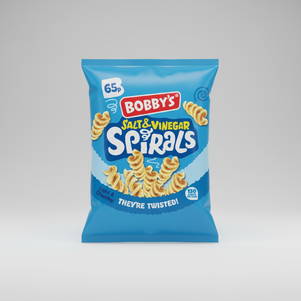 Bobby's Salt and Vinegar Flavour Spirals 28g  packet (  UK )