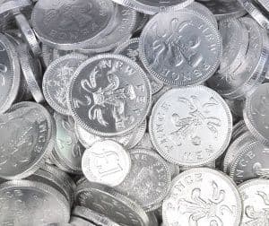 Bonds White Chocolate Silver Coins 100g  ( UK )