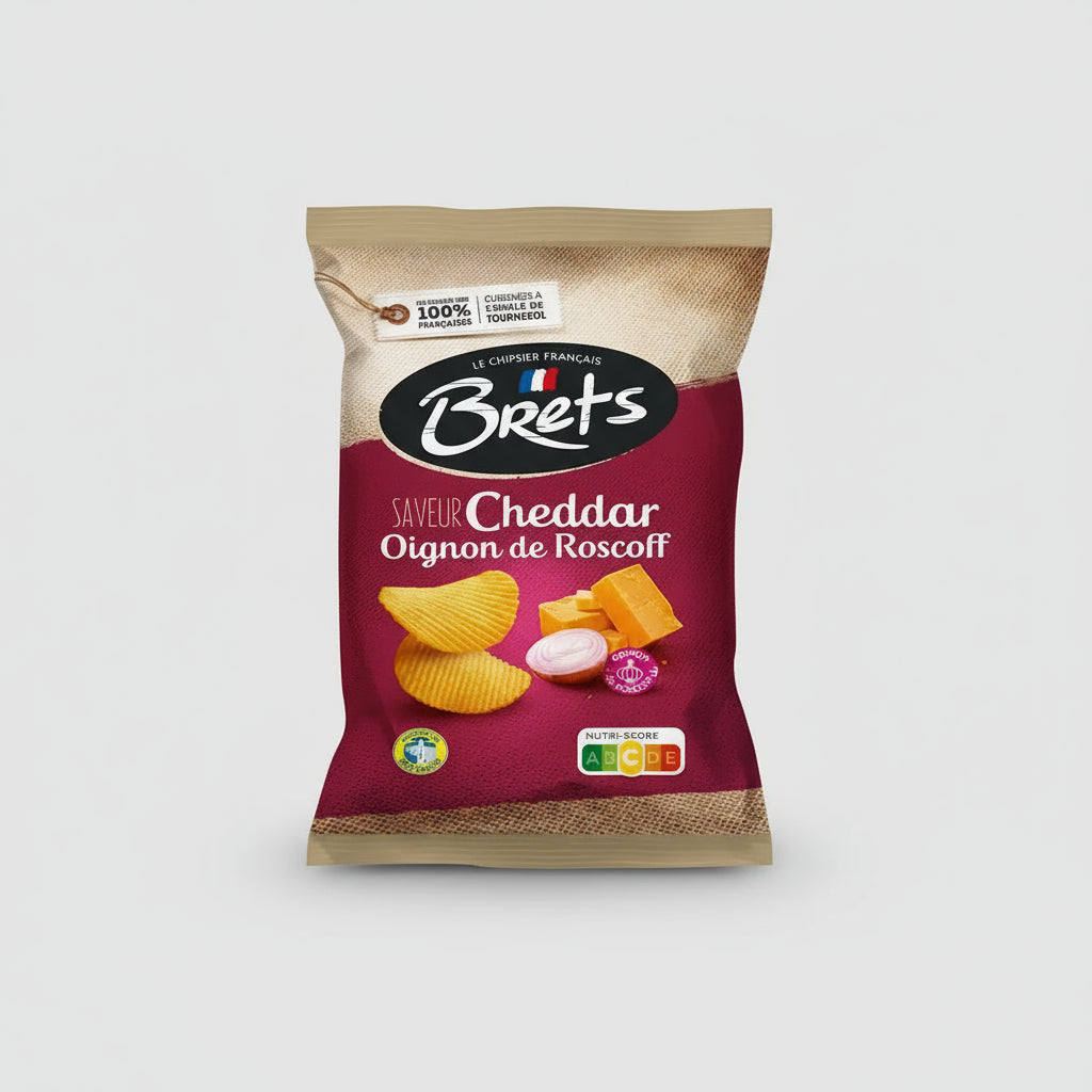 Brets Crisp Cheddar and Roscoff Onion 125g  ( France )