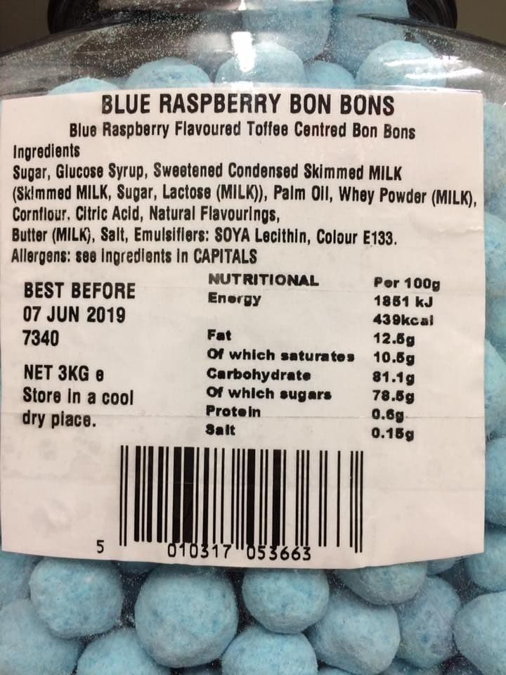 Bristows Traditional Blue Raspberry Bon Bons 100g  (UK)