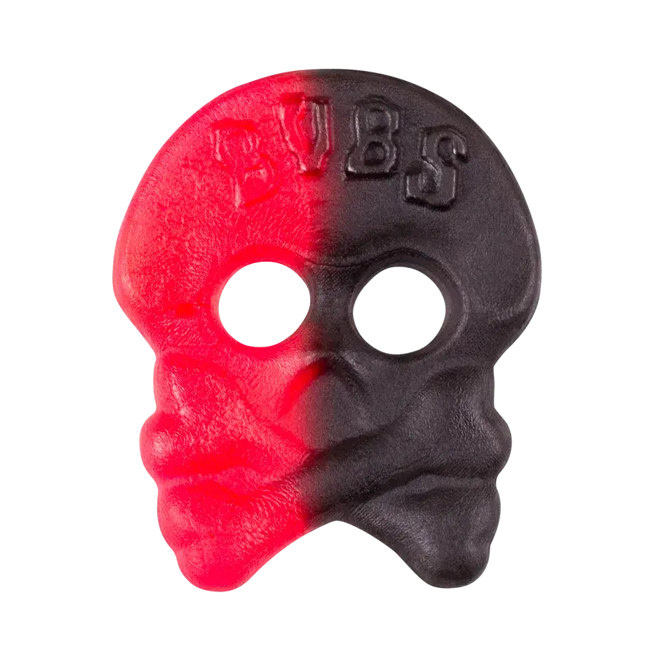 Bubs Vegan Large Raspberry and Liquorice Skulls ( Sweden )