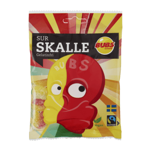 Bubs Vegan Sour Lemon and Raspberry Skull 90g Packet ( Sweden )