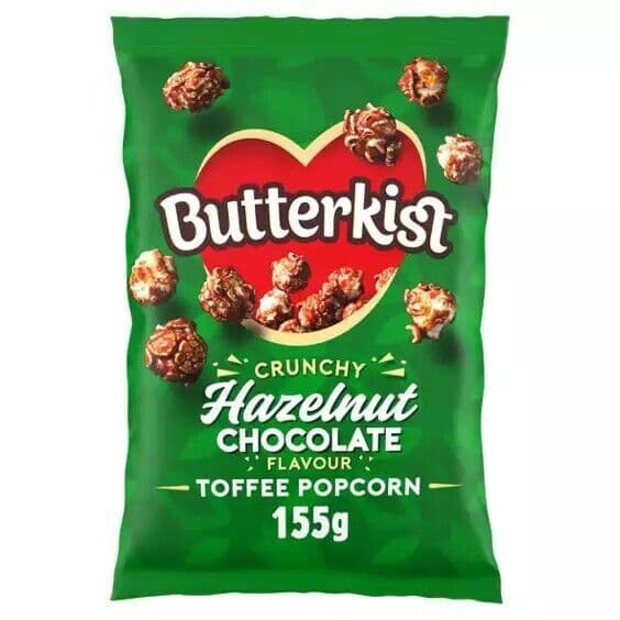 Butterkist Crunchy Hazelnut Chocolate Flavour Toffee Popcorn 155g ( UK )