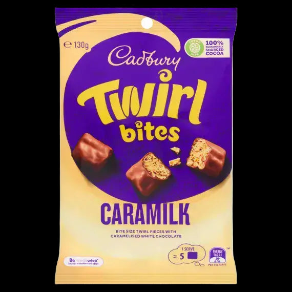 Cadbury Chocolate Twirl Bites  - Caramilk  130g  ( Australia )