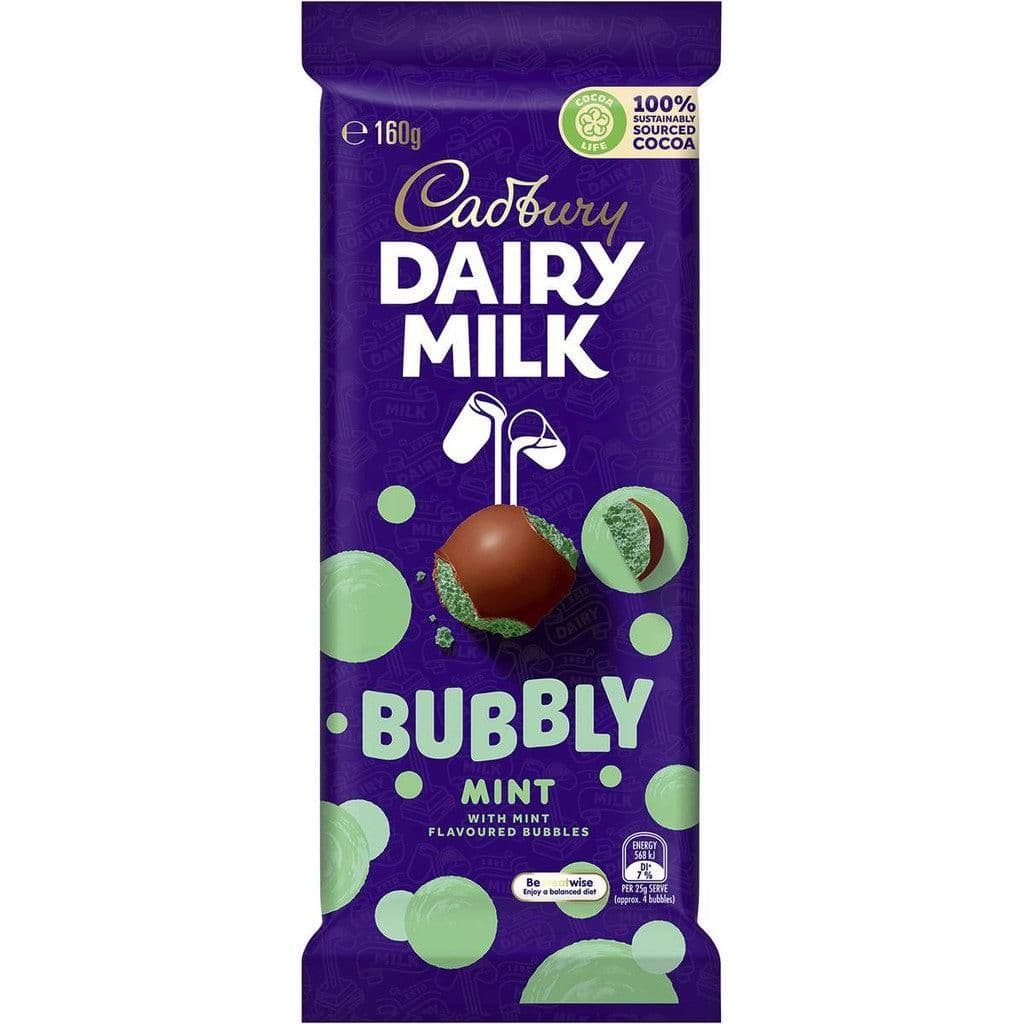 Cadbury Dairy Milk Bubbly Mint  160g ( Australia )