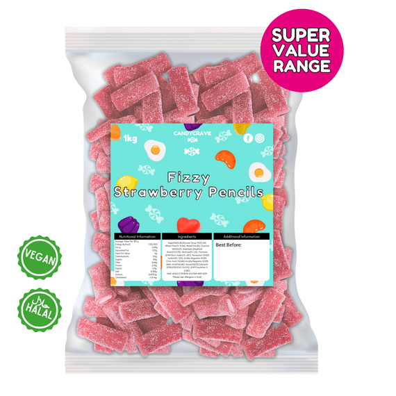 Candycrave Super Value Fizzy Strawberry Pencils ( UK )