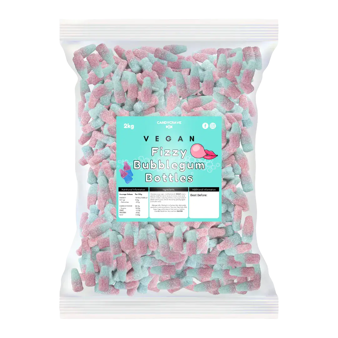 Candycrave Vegan Fizzy Bubblegum Bottles  ( UK )