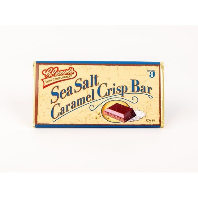 Cleeves Irish Sea Salt Caramel Crisp Milk Chocolate 50g Bar  ( Ireland )