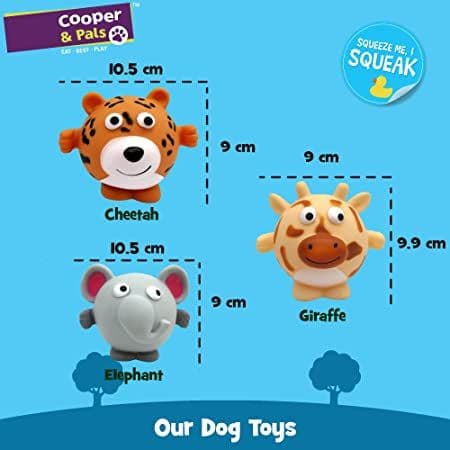 Cooper & Pals Safari Squeaky Dog Toy Elephant  /Giraffe  / Cheetah