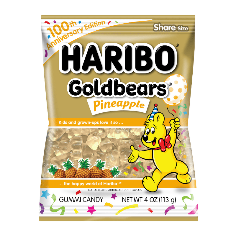 Haribo 100th Anniversary Pineapple Gold Bears 4oz (113g)  (US)