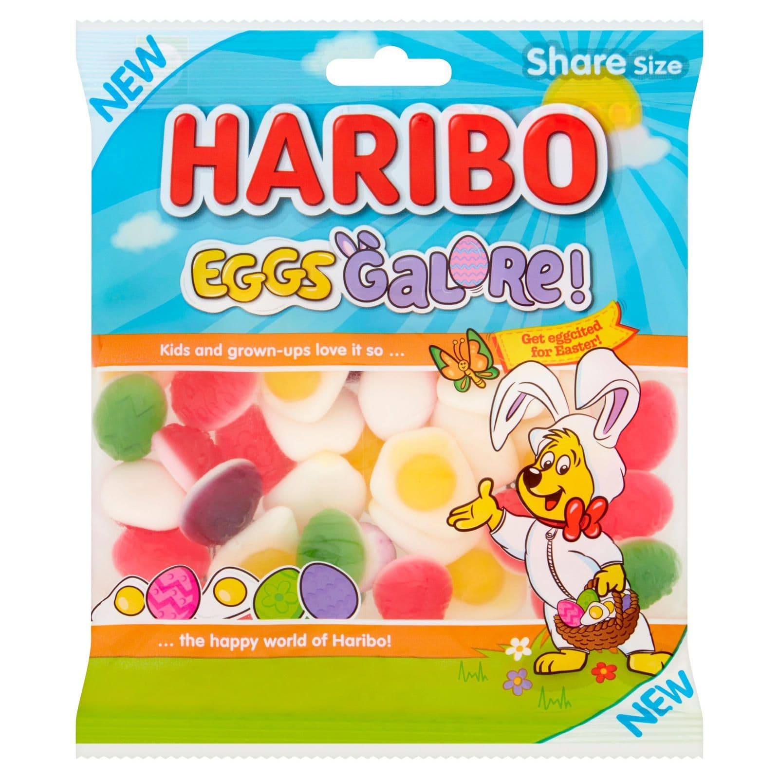 HARIBO Eggs Galore Fruit Flavour Jelly & Foam Sweets Sharing Bag 140g   ( UK )