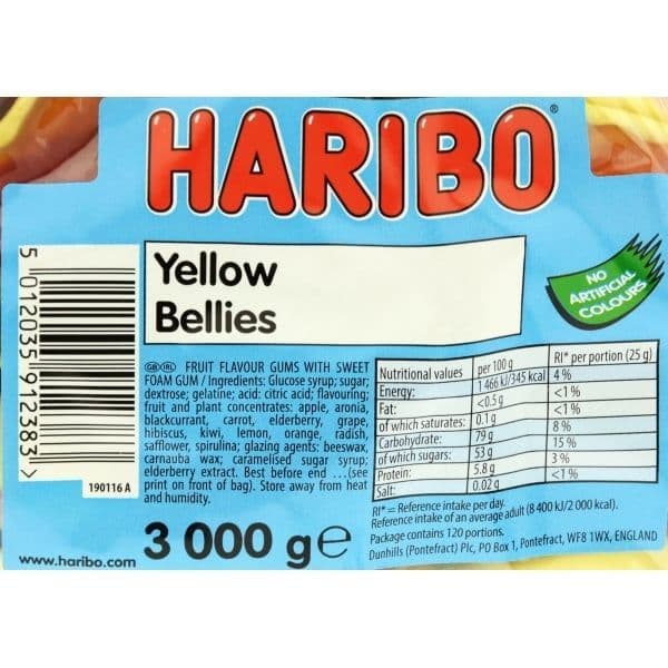 Haribo Giant Yellow Bellies  (UK)