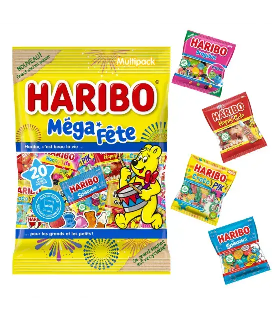 Haribo Mega Fête Mix 20 Mini Bags  880g ( France )