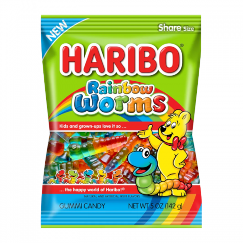 Haribo Rainbow Worms Peg Bag 5oz (142g)  (US)