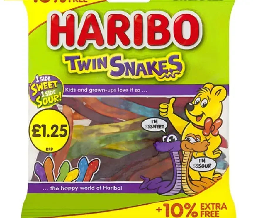Haribo Twin Snakes Share Bag 154g   (UK)
