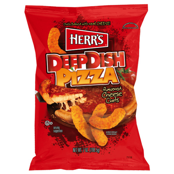 Herr's Cheese Curls - Deep Dish Pizza Flavour Puffs - 1oz (28g)