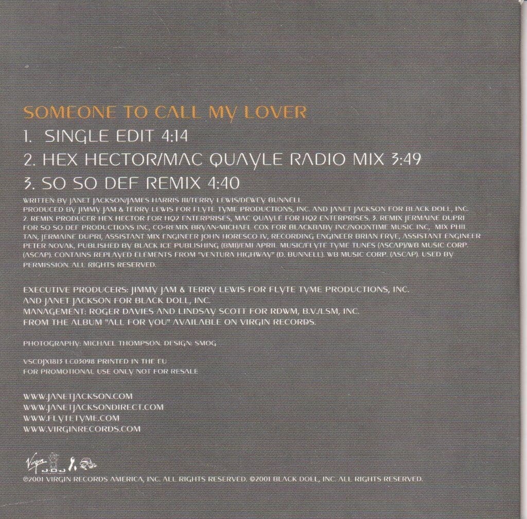 Janet Jackson Someone to Call My Lover  CD Single