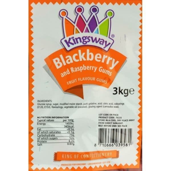 Kingsway Blackberry & Raspberry Gums 100g  (UK)