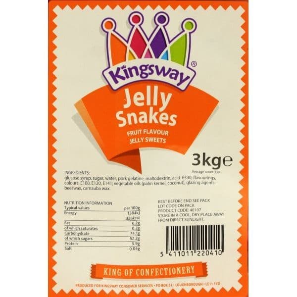 Kingsway Jelly Snakes 100g  (UK)