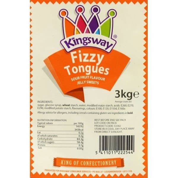 Kingsway Vegan Fizzy Sour Tongues 100g( UK )